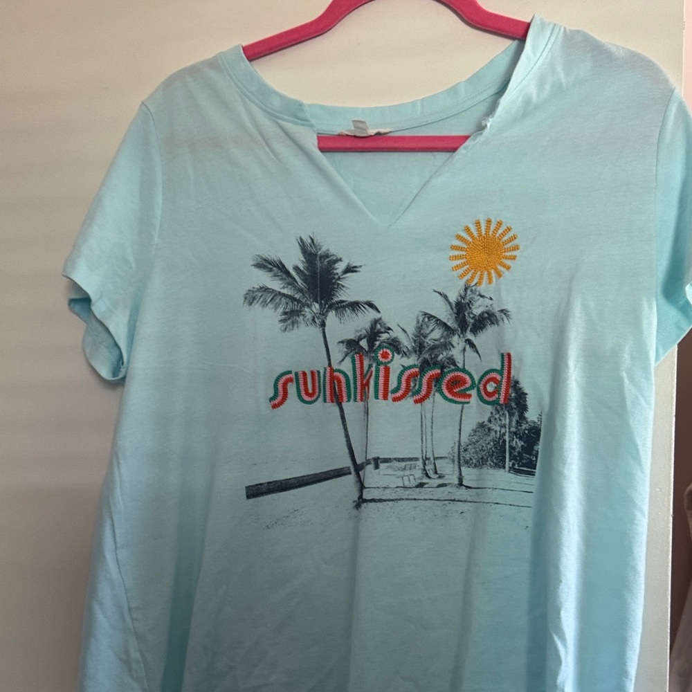 Maurices Light Blue Sunkissed Graphic Tee
